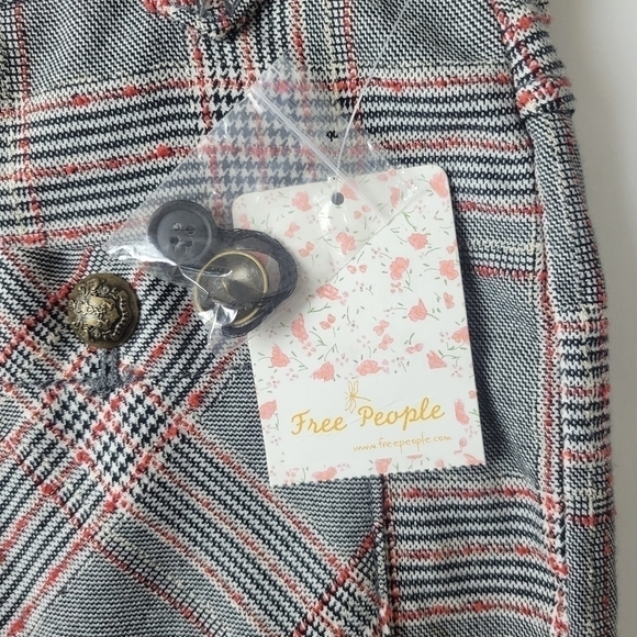 FREE People Plaid Boot Cut Pants Trousers Mid Rise Tartan Gray Red 4 NEW - Picture 5 of 14